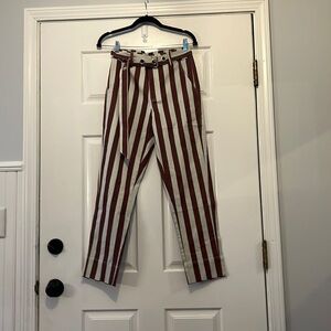 uniq pants cream, and maroon stripes